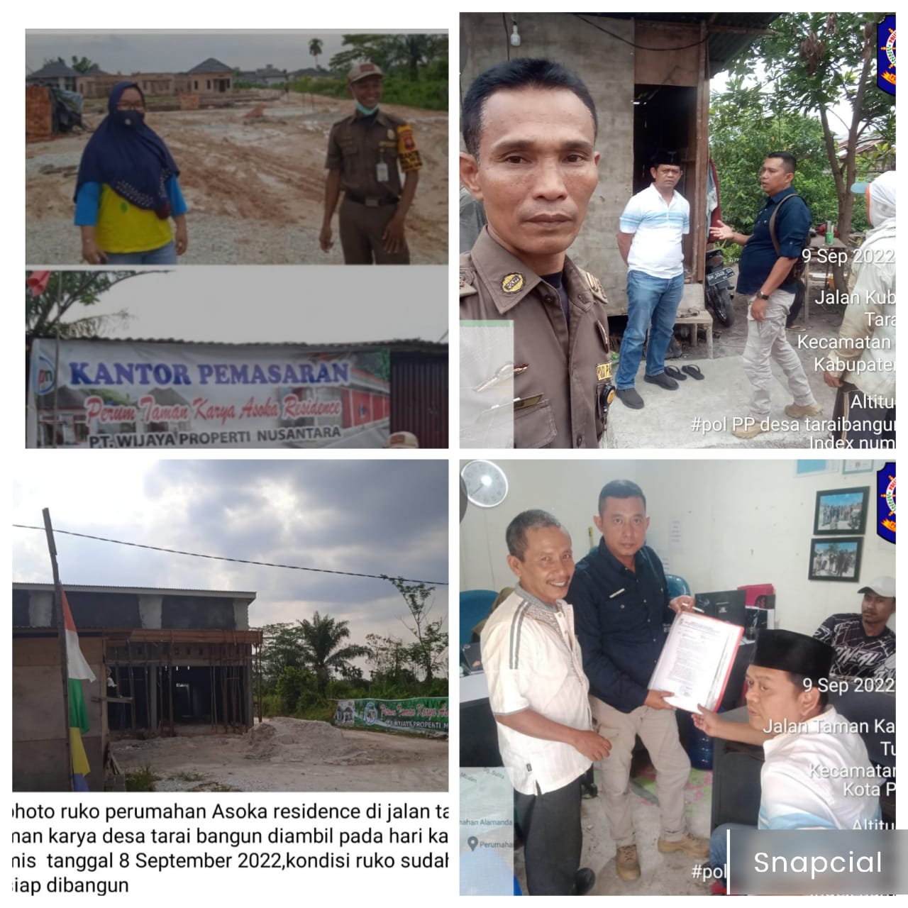 Disidak Satpol PP,Perumahan Taman Karya Asoka Residence Di desa Tarai Bangun Ternyata Tidak Ada IMB