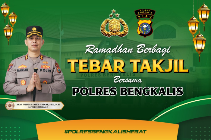 Polres Bengkalis Bagikan 140 Porsi Takjil di Ponpes Sholawat Al Burdah Baa Khaalish