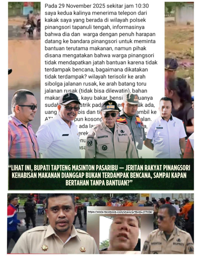 LIHAT INI,BUPATI TAPTENG MASINTON PASARIBU,JERITAN RAKYAT PINANGSORI KEHABISAN MAKANAN DIANGGAP BUKAN TERDAMPAK BENCANA