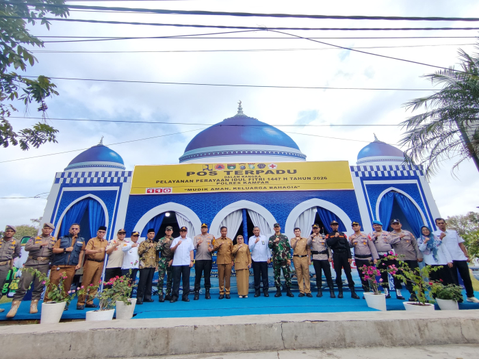 Kapolres Kampar Dampingi Bupati dan Forkopimda Tinjau Pos Terpadu Lebaran, Pastikan Mudik Aman