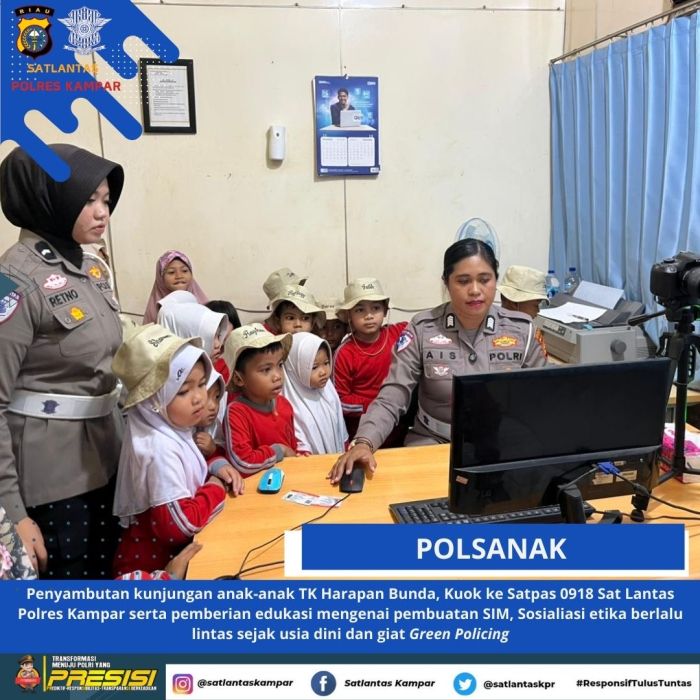 Satlantas Polres Kampar Kenalkan SIM & Rambu Lalu Lintas ke Anak TK, Kasat Lantas: Tumbuhkan Generasi Taat Hukum & Peduli Lingkungan!